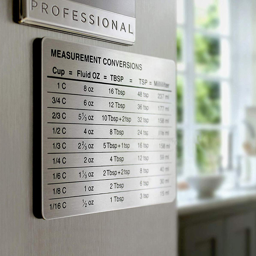 Baby Food Chart - Measurement Conversion Refrigerator Magnet Stainless Steel